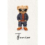 Junior: Cahier personnalisé avec prénom Junior | Cadeau d'anniversaire pour enfant, garçon, homme, copain ... | Nounours | 110 pages lignée, Petit Format 6x9 pouces (15,24 x 22,86 cm)