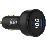 Juo 100W LED Ekranlı Type-C + Usb-A Araç Şarj Aleti Apple iPhone & Android & Notebook Araç İçi Şarj Cihazı - Siyah