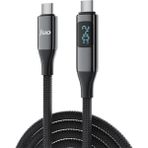 Juo 240W USB 3.1 Gen2 10Gbps E-Mark Çipli Led Display Ekranlı 4K 60Hz Görüntü ve Type-C Hızlı Şarj Kablosu 1.25 Metre