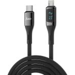 Juo 27W Dijital LED Ekranlı USB Type-C To Lightning iPhone iPad Hızlı Şarj ve Data Kablosu 2 Metre - Siyah