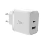 Juo 45W GaN USB-C + USB-A Şarj Aleti Apple Uyumlu iPhone & iPad & Macbook & Samsung PD Type-C Hızlı Şarj Cihazı Beyaz