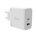 Juo 65W GaN USB-C + USB-A Şarj Aleti Apple Uyumlu iPhone & iPad & Macbook & Notebook PD Type-C Hızlı Şarj Cihazı Beyaz