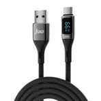 Juo 66W USB-A to USB Type-C 1 mt Dijital Led Ekranlı Örgülü Hızlı Şarj ve Data Kablosu