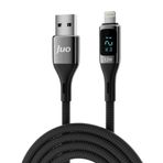Juo iPhone iPad 12W 1 mt Dijital Led Ekranlı USB-A to Lightning Örgülü Hızlı Şarj ve Data Kablosu