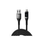 Juo iPhone iPad 12W 1 mt Dijital Led Ekranlı USB-A to Lightning Örgülü Hızlı Şarj ve Data Kablosu