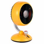 Juo Q3 120° Salınımlı 3 Kademeli LED Işıklı Şarjlı Masaüstü Fan Vantilatör Retro Sarı