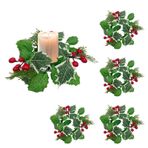 JUOPZKENN 4 Adet Simülasyon Kırmızı suni çam kozalağı Mumluk Yüzükler, 7.8 Inç Mum Yüzükler Çam Kozalağı Meyveleri ile Noel Mumluklar Noel Kış Tatil Dekor(20cm / 7.9in-kırmızı)