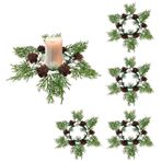 JUOPZKENN 4 Adet Simülasyon Kırmızı suni çam kozalağı Mumluk Yüzükler, 7.8 Inç Mum Yüzükler Çam Kozalağı Meyveleri ile Noel Mumluklar Noel Kış Tatil Dekor(22cm-Kahverengi)