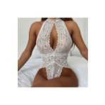 Jupiel güngörenfantezibeyaz Dantel Açık Sütyen Halter Model Fantezi Bodysuit
