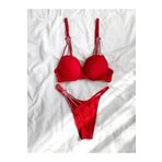 Jupiel güngörenstarkırmızı Stella Lingerie Yıldız Detaylı Taşlı Destekli Südyen Takım Kırmızı