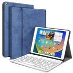 JUQITECH iPad 9. 8. Nesil 7. Nesil 10,2 inç Kablosuz Bluetooth Manyetik Çıkarılabilir Klavye iPad 9. / 8. / 7. Nesil 2021/2020/2019 için Klavye Kılıfı Stantlı Tablet Kılıfı Dahili Kalem Tutucu, Mavi