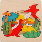 (Jurassic Park) Ahşap Bulmaca Oyuncaklar Hayvan Taşımacılığı Çoklamalı 3D Jigsaw Puzzle Çok Katmanlı