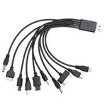 Juroicessry 1 adet 10 1 USB çoklu şarj cihazı USB kabloları cep telefonları için USB şarj kablosu 20CM/7.7 inç evrensel USB çoklu fiş cep telefonu şarj kablosu 10 In 1 USB kablosu akıllı telefon şarj kablosu 7.7
