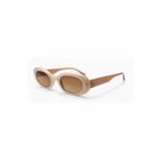 Jurvin Bej Retro Oval Kalın Kemik Çerçeve Unisex UV400 Vintage Retro Güneş Gözlüğü