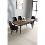 Jusie Barok Desen 80x132 Açılabilir Yemek Odası Takımı 4 Adet Sandalye Siyah
