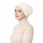 Jusmart Önü Dikişsiz Silikonlu Kaymayan Tesettür Bone Açık Ekru | Düz İz Yapmaz Esnek Rahat İç Bone