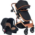 Jusso New Pro Max Travel Sistem Bebek Arabası - Gold Siyah - Gold - Siyah