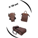 Jusso Portbebe Ana Kucağı + Bebek Taşıma Kanguru + Bebek Bakım Çantası Gri 3 Lü Set - Acı Kahve