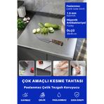 Just Art Büyük Boy Paslanmaz Çelik Metal Tezgah Koruyucu - Kesme Tahtası, Hamur Açma Matı ve Doğrama Tahtası