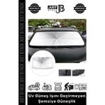 Just B7ack #güneşlik Titanyum Gümüş Kaplama Çantalı Uv Geçirmez Güçlü Dayanıklı Araç Içi Cam Şemsiye Güneşlik - Tek Ebat - 1BW-Beyaz