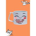 Just Be Happy Today Bugün Sadece Mutlu Ol Smile Gülümse Tasarım Baskılı Beyaz Lüks Sap Kupa Bardak - 1 Adet - 250 ml