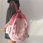 Just Casual Okul Çantası Kız Japon Gelgit Marka Büyük Kapasiteli Harajuku Ortaokulu Lise Öğrencisi Sırt Çantası Üniversite Öğrencisi Sırt Çantası (Yurt Dışından) - Açık Pembe