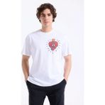 Just Cavalli Beyaz Erkek Kalp Desenli T-Shirt 78PM601HEART Tattoo - XL