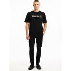 Just Cavalli Bisiklet Yaka Siyah Erkek T-Shirt 78PM601 Logo Leo