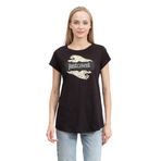 Just Cavalli Bisiklet Yaka T-Shirt Siyah/Altın, XS, 974525, Siyah/Altın, Kadın