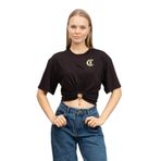 Just Cavalli Bisiklet Yaka T-Shirt Siyah/Altın, XS, 995215, Siyah/Altın, Kadın