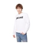 Just Cavalli Erkek Bisiklet Yaka Sweatshirt, Beyaz, L Beden