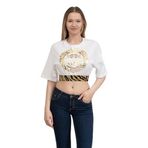 Just Cavalli Kadın Bisiklet Yaka T-Shirt, Beyaz, 40 Beden