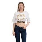 Just Cavalli Kadın Bisiklet Yaka T-Shirt, Beyaz, 42 Beden