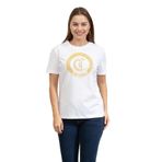 Just Cavalli Kadın Bisiklet Yaka T-Shirt, Beyaz/Altın, XS