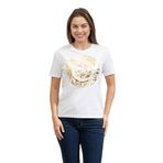 Just Cavalli Kadın Bisiklet Yaka T-Shirt, Beyaz/Gold, M Beden