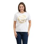Just Cavalli Kadın Bisiklet Yaka T-Shirt, Beyaz/Gold, S Beden