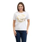 Just Cavalli Kadın Bisiklet Yaka T-Shirt, Beyaz/Gold, XS