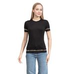 Just Cavalli Kadın Bisiklet Yaka T-shirt, Kısa Kol, Siyah, M Beden
