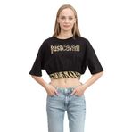 Just Cavalli Kadın Bisiklet Yaka T-Shirt, Siyah, S Beden