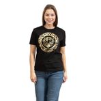 Just Cavalli Kadın Bisiklet Yaka T-Shirt, Siyah/Gold, XL