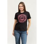 Just Cavalli Kadın Bisiklet Yaka T-Shirt, Siyah/Pembe, L Beden