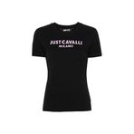 Just Cavalli Milano Kadın T-Shirt, Yuvarlak Yaka, Baskılı, Siyah, M