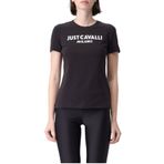 Just Cavalli Yuvarlak Yaka Baskılı Siyah - Beyaz T-Shirt, L, 5003158695, Siyah - Beyaz, Kadın