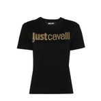 Just Cavalli Yuvarlak Yaka Baskılı T-Shirt, S, 76PAHG11.CJ300.899, siyah, Kadın