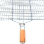 Just Cheap Store Ahşap Saplı Mangal Izgarası Galvanizli Paslanmaz Kafes Demir 32 x 42 cm