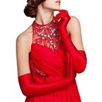 Just Cheap Store Kırmızı Saten Gece Eldiveni
