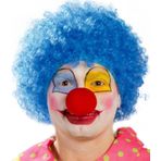 Just Cheap Store Mavi Renk Kıvırcık Afro Bonus Peruk Takma Saç Ve Kırmızı Burun Seti