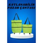 Just Cheap Store Pazar Arabası ve Alışveriş Çantası Çift Yönlü Kolay Tekerlekli Taşınabilir - Ahşap - Bej - 10*10