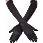 Just Cheap Store Siyah Renk Likralı Dirseğe Kadar Uzun Kumaş Eldiven 40 Cm