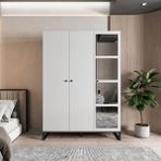 Just Home Alba 196x54x140 cm Beyaz Siyah 3 Kapaklı Gardırop